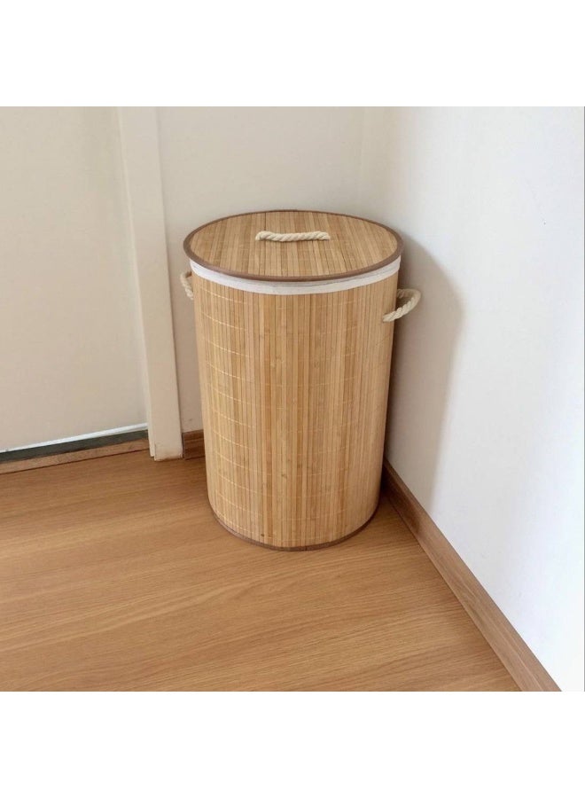 باسكت غسيل خشب بامبو مبطن ستان من الداخل متعدد الاستخدام 75 لتر مقاس 50*40سم - Image 2